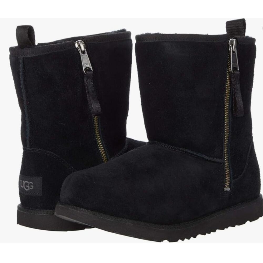 UGG 10 toddler kids Classic Short Dual Zip II zipper easy on boot fur warm cozy